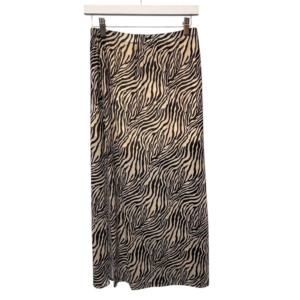 GHOSPELL by Sister Jane Maxi Skirt Size Medium Animal Print Zebra Slit Sheer